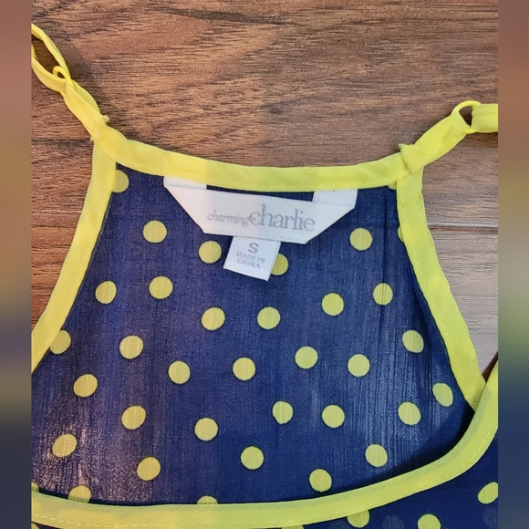 Charming Charlie Polka Dot Sheer Bright Size Small Tank Top - Picture 4 of 9